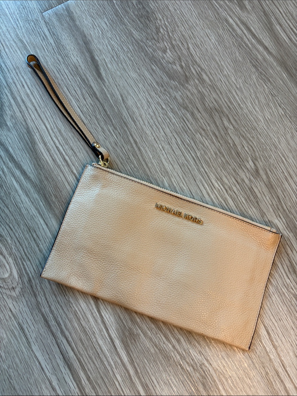 Michael Kors Metallic Gold Leather Wristlet Clutch